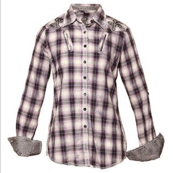 Roar Purple Plaid Button-Down Shirt - Picture 2 of 8